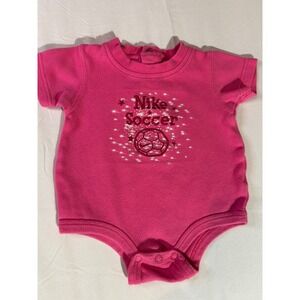 Nike Baby Girl Soccer Bodysuit Pink Glitter Sz 0-6 Months Short Sleeve Snaps